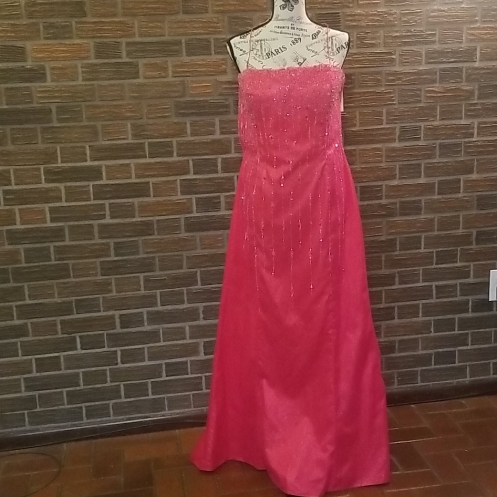 Strapless long beaded dress